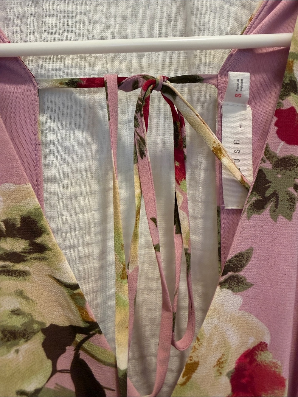LUSH Pink Floral Open Back Tiered Mini Dress Long Sleeve - Picture 5 of 7